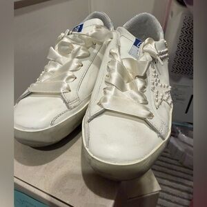 Golden Goose White Sneakers with Silver Accents